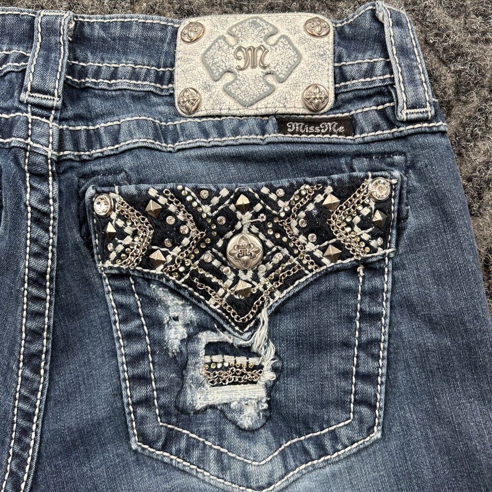 Miss Me Jeans Signature Bootcut 30x30 Embellished Chains Jewels Stretch - Picture 11 of 12